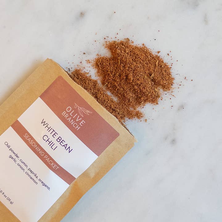 White Bean Chili Seasoning Packet for wholesale by Olive Branch Oil & Spice