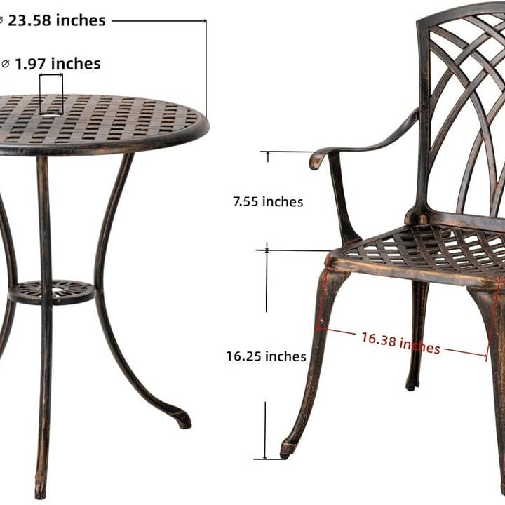 ShipItFurniture - Wholesale Patio Set - Bistro Set 3 Piece Rustproof Cast Aluminum Furniture Bronze5