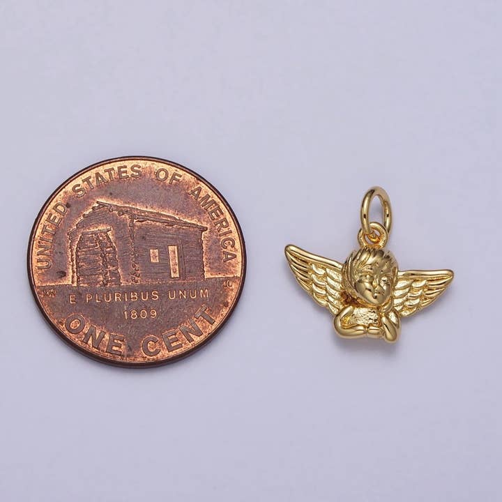 Aim Eternal - Wholesale Individual charm/pendant - Cherub Baby Angel Valentine Puffed Add-On Charm in Gold & Silver | AC316 AC3174
