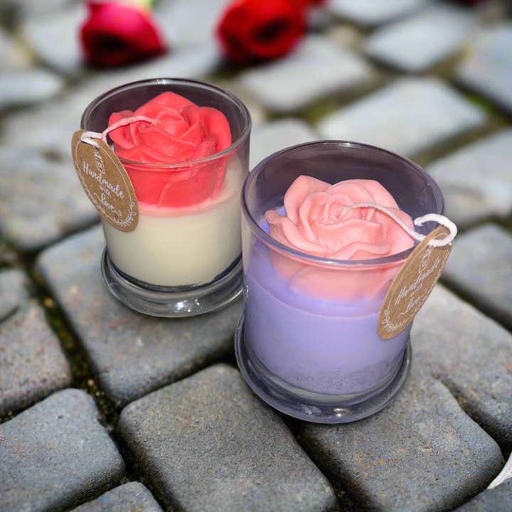 Rose Scented 12oz Soy Candle for wholesale by BellaJae Creations & Co.