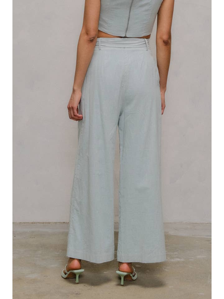 MOJITO UP0355 WIDE LEG BELTED PANTS for wholesale on Faire