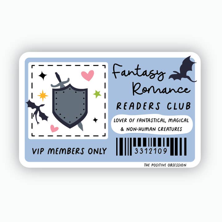 Fantasy Romance Readers Club Vinyl Sticker, Book Lover Gift for wholesale by Purple Ink Paperie