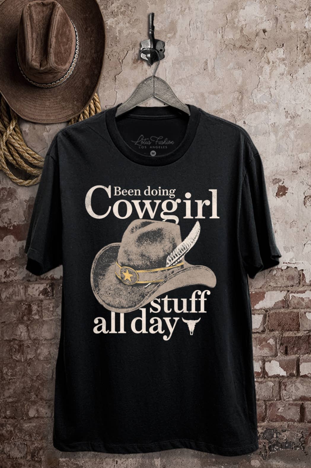 Lotus Fashion Collection - Vendita all'ingrosso Maglietta stampata - Donna - Top grafico da cowgirl per tutto il giorno0