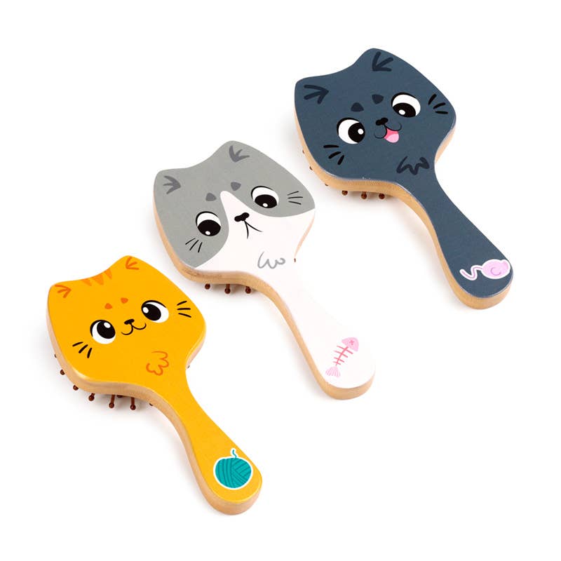 Puckator Ltd - Wholesale Hair Brush/Comb - Beans & Co Cats Bamboo Hair Brush1