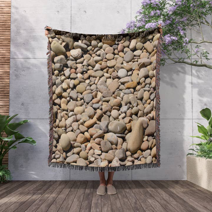 3dRose - Wholesale Throw Blanket - 3dRose, River rock pebbles with shades of different gray - stone, nature, pattern, round, zen, abstract, Blanket2