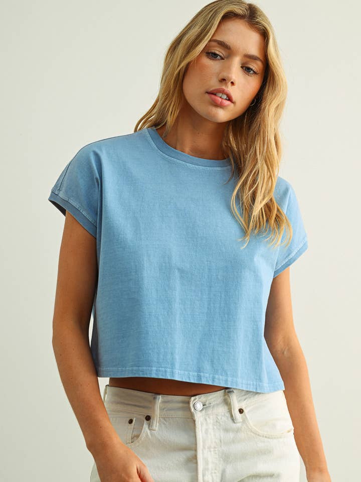 HAUT DÉLAVÉ À MANCHES COURTES T3751 pour la vente par MIOU MUSE