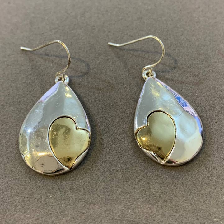 FR4727 Silverdroppe roséguld hjärta metalldinglande örhängen för wholesale av 0011 PREMIERE