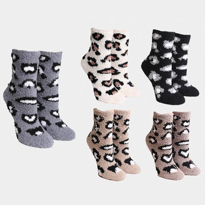 Wona Trading, Inc. - Wholesale Socks - Women's - 6Pairs - Leopard Patterned Luxury Soft Socks