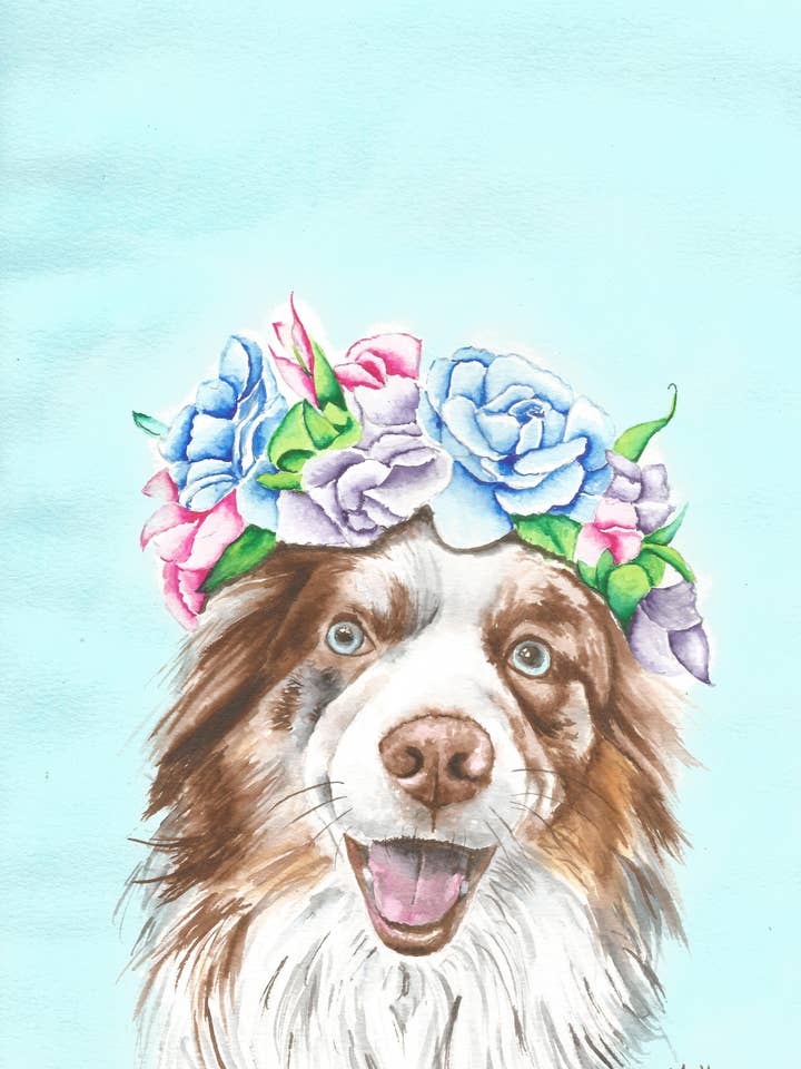 Australian Shepherd Dog Flowers for wholesale by Laughing Corgi Press
