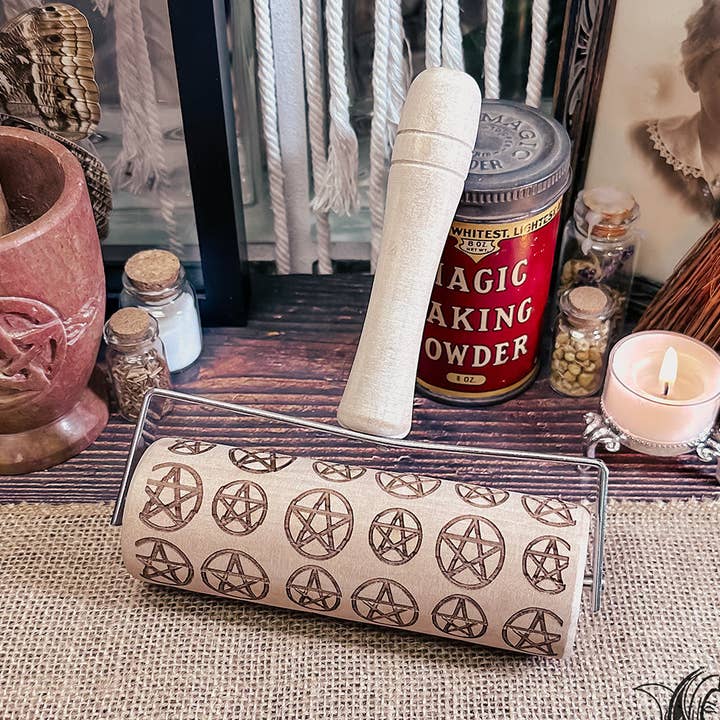 Pentacle Rolling Pin for Magickal Goodies for wholesale by Inked Goddess Creations