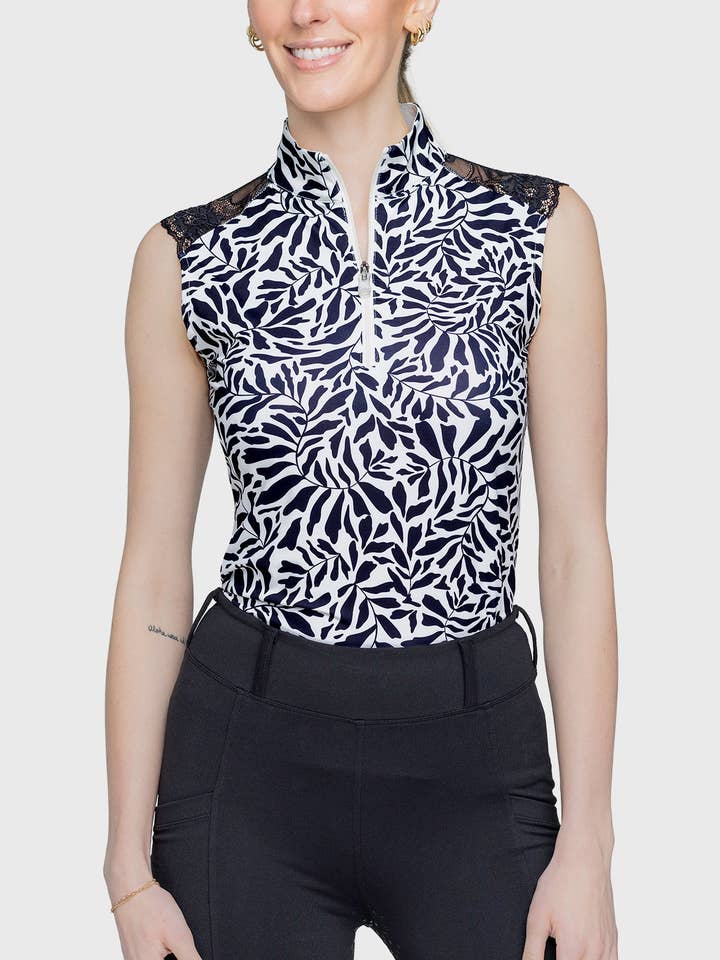 Schwarz-weißer Kletterranken-Tanktop für den Großhandel von Kastel Denmark