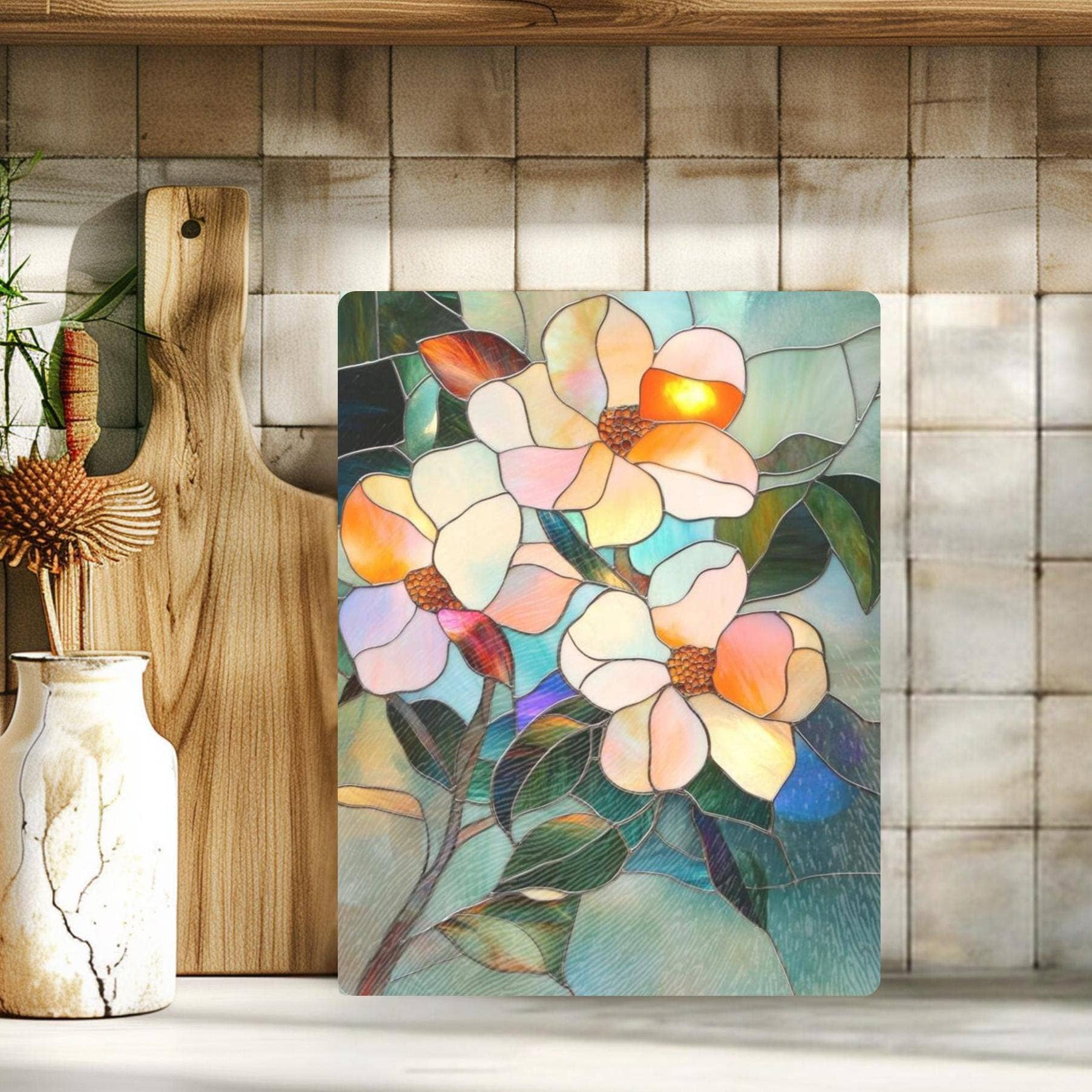 Fernville Creations - Wholesale Cutting Board - Imitation Stained Glass Flower Charcuterie Serving Tray5