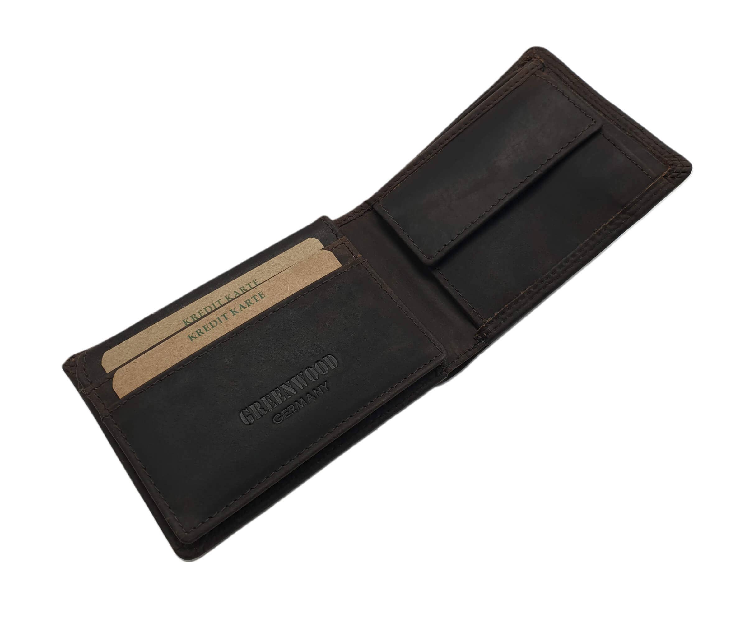 Greenwood - Vendita all'ingrosso Portafoglio - Unisex - Portafoglio piccolo in pelle con protezione RFID, tasche per carte e monete Silas12