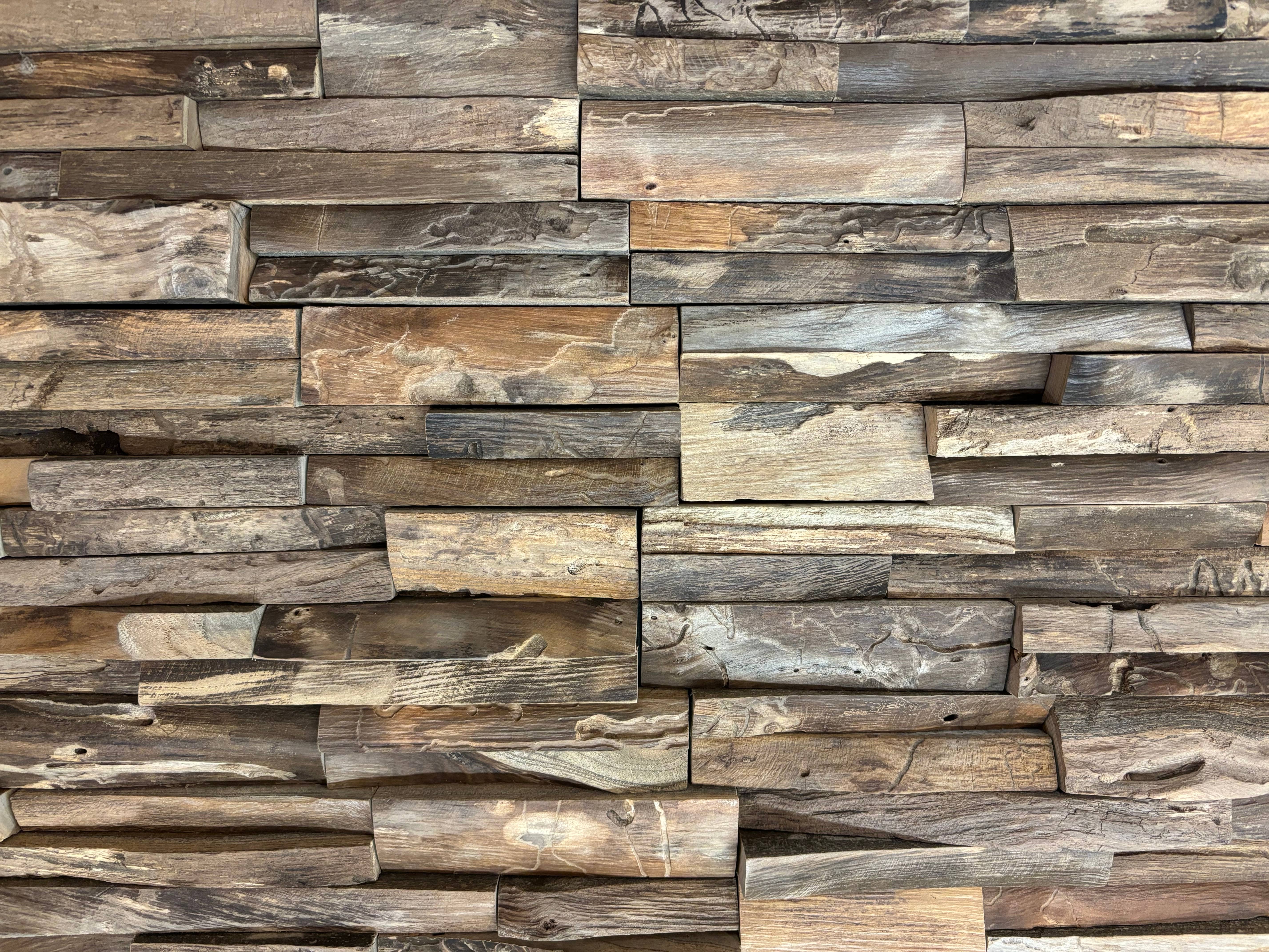 Asia West - Vente Décoration murale - Panneaux de Revêtement Mural en Bois de Teck (lot de 10)6