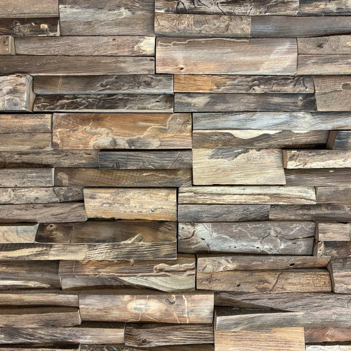 Asia West - Vente Décoration murale - Panneaux de Revêtement Mural en Bois de Teck (lot de 10)6