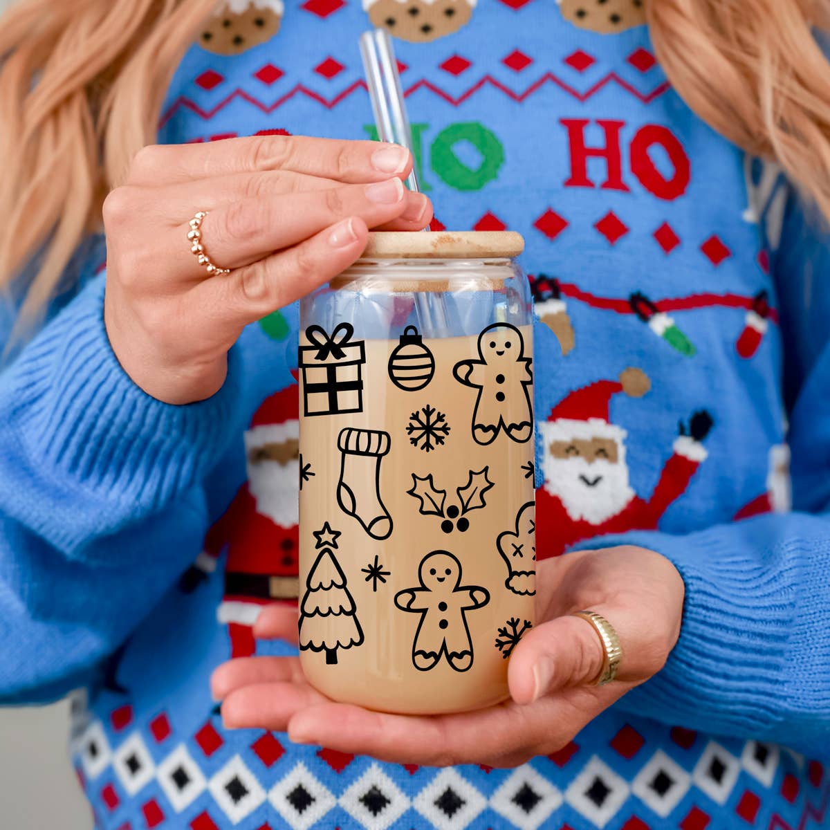 Gia Roma - Wholesale Drinking Glass/Cup - Vintage Christmas Glass Cups with Straw, Kitchen Decoration62