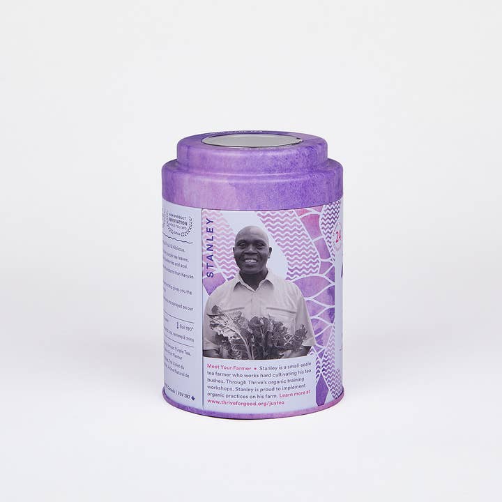 JusTea (No Import Fees to USA) - Wholesale Tea Bags - Purple Rain Tea Bag Tin - Organic, Fair-Trade, Purple Tea1