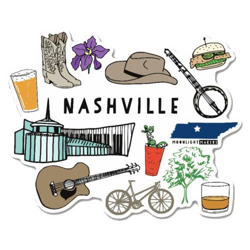 Nashville Collage - Stickers - CLOSEOUT SALE for wholesale by Moonlight Makers