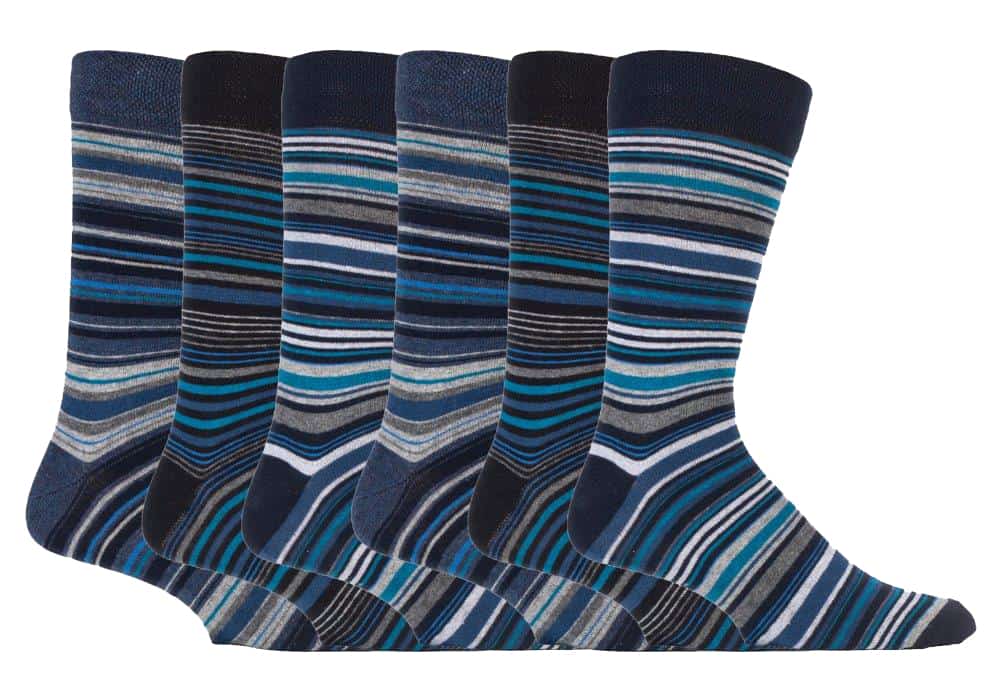 Pontivia Commerce – wholesale Socks – Men's – Mens 6 pack colourful striped patterned dress cotton socks4