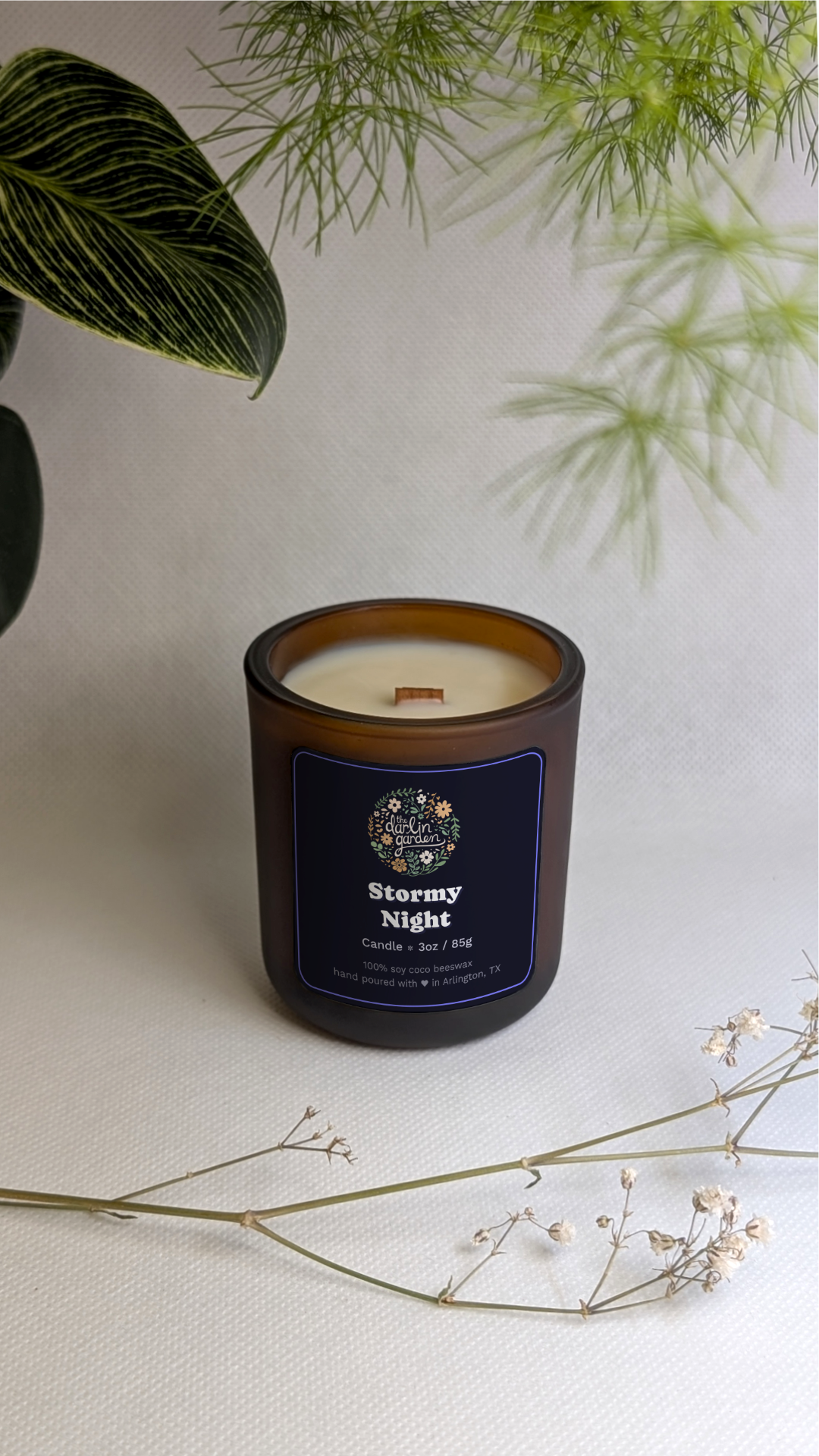 The Darlin' Garden - Wholesale Jar/Filled Candle - Stormy Night Wood Wick Candle1