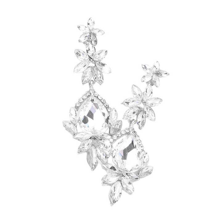 Pearl and Rox - Wholesale Dangle Earrings - Marquise Stone Teardrop Floral Dangle Evening Earrings4