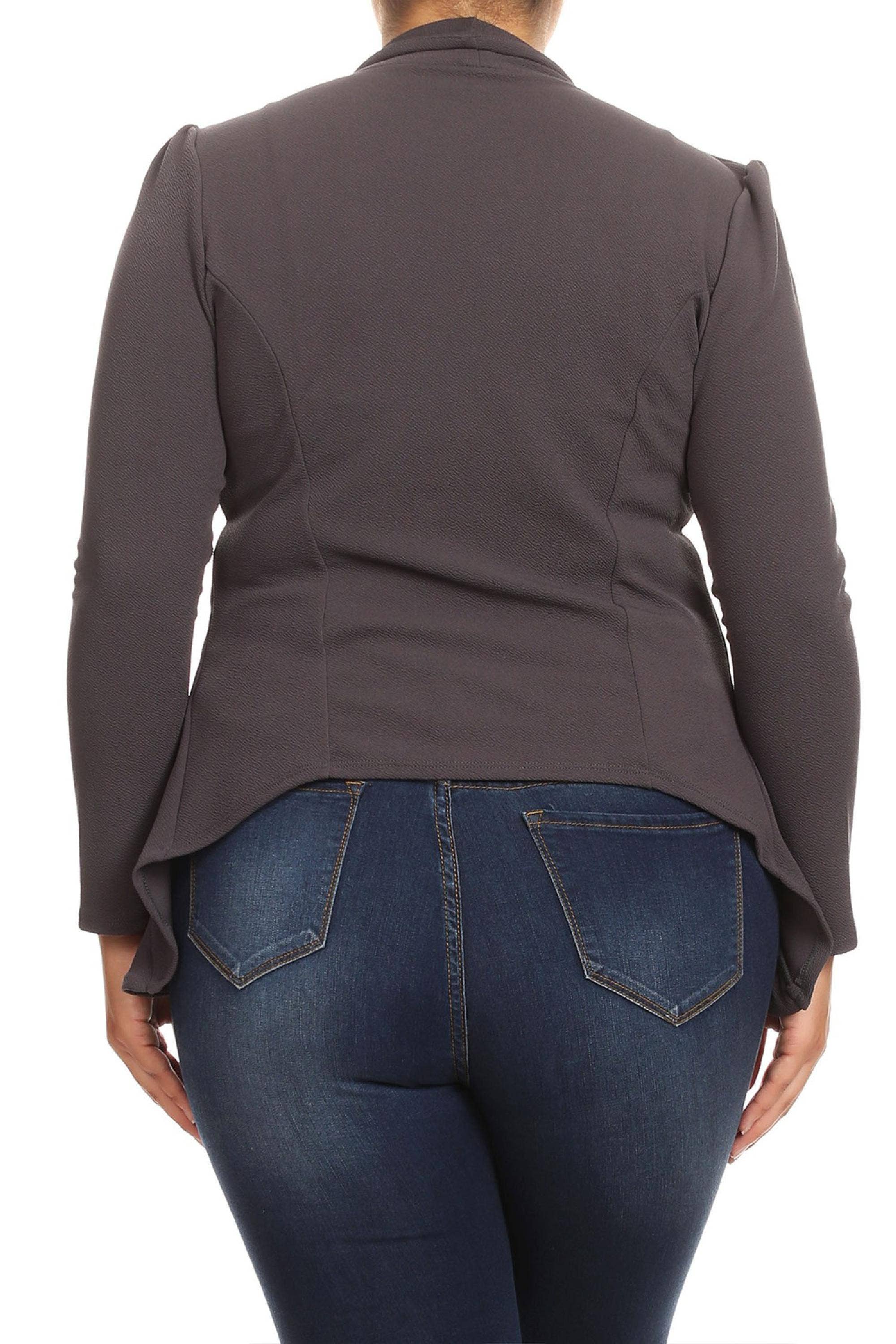 MOA COLLECTION – Blazer - Mulher por atacado – Jaqueta feminina sólida de mangas compridas para escritório7