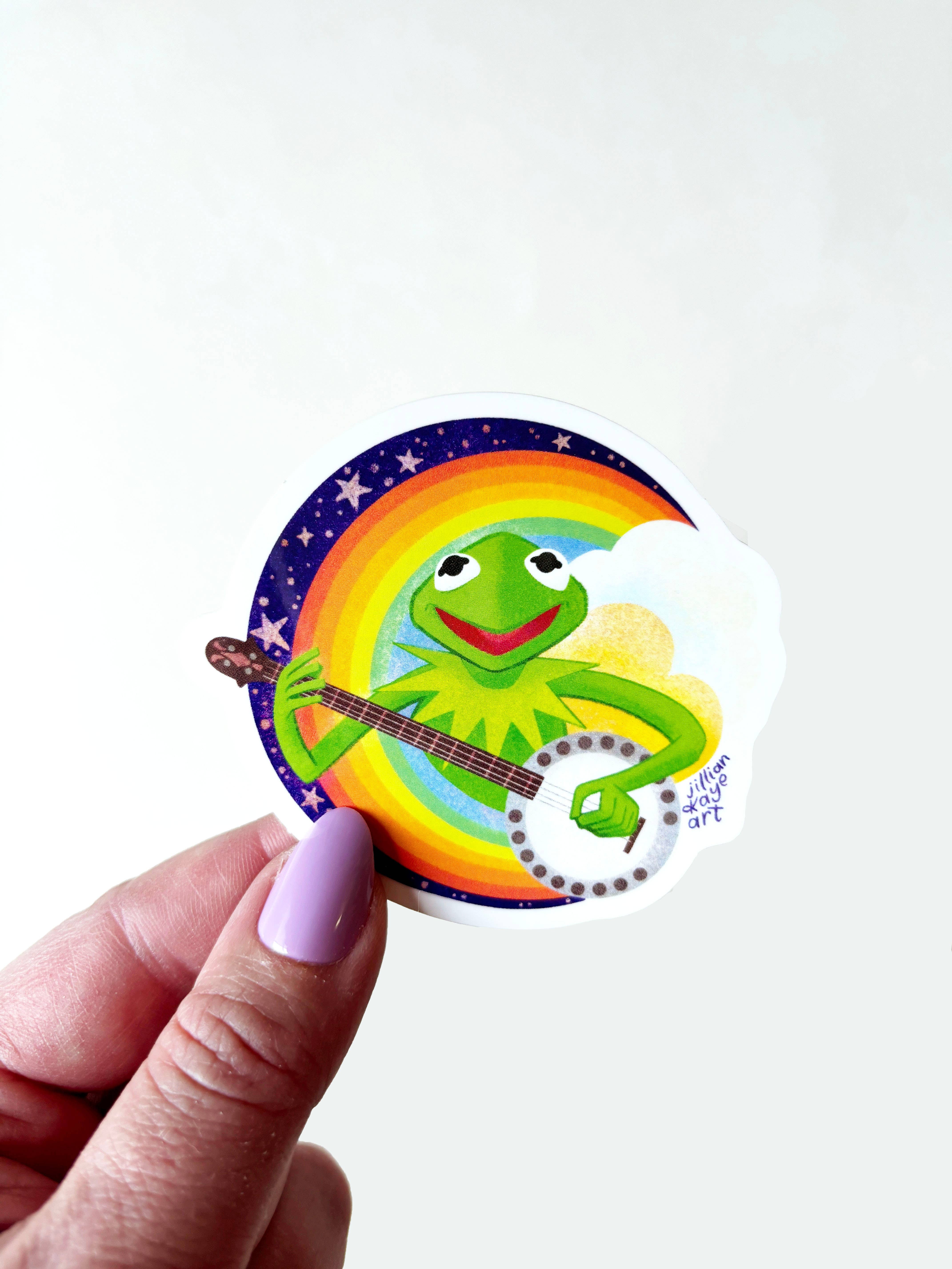 Jillian Kaye Art - Wholesale Phone & Laptop Stickers - Kermit the Frog Rainbow Connection 3" Vinyl Sticker2