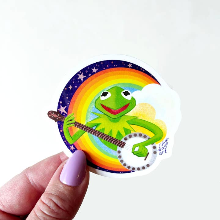Jillian Kaye Art - Wholesale Phone & Laptop Stickers - Kermit the Frog Rainbow Connection 3" Vinyl Sticker2