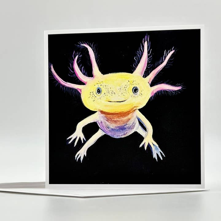 Wenskaart met axolotl voor wholesale door Waxing Moon Collective