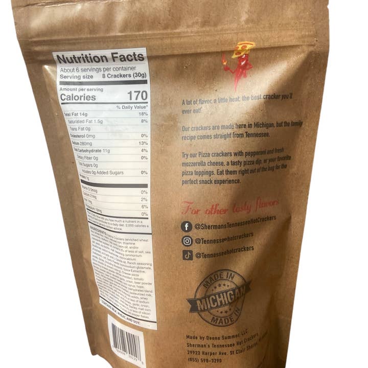 Sherman's Tennessee Hot Crackers - Vendita all'ingrosso Cracker - NUOVO! Sherman Tennessee Hot Crackers, gusto pizza, 30 ct3