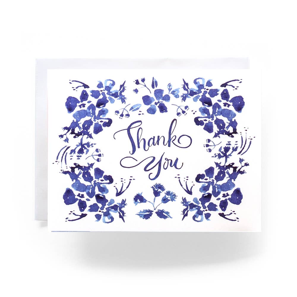 Antiquaria - Wholesale Thank You Card - Blue Wildflower Thank You Greeting Card