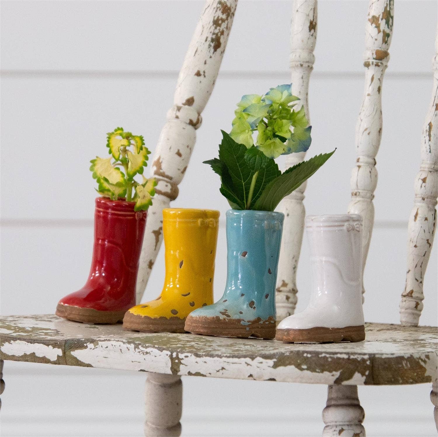 Audrey's Home & Gift - Wholesale Vase - Mini Ceramic Boot Vases, Bright Colors (Pk/04 Ast)2