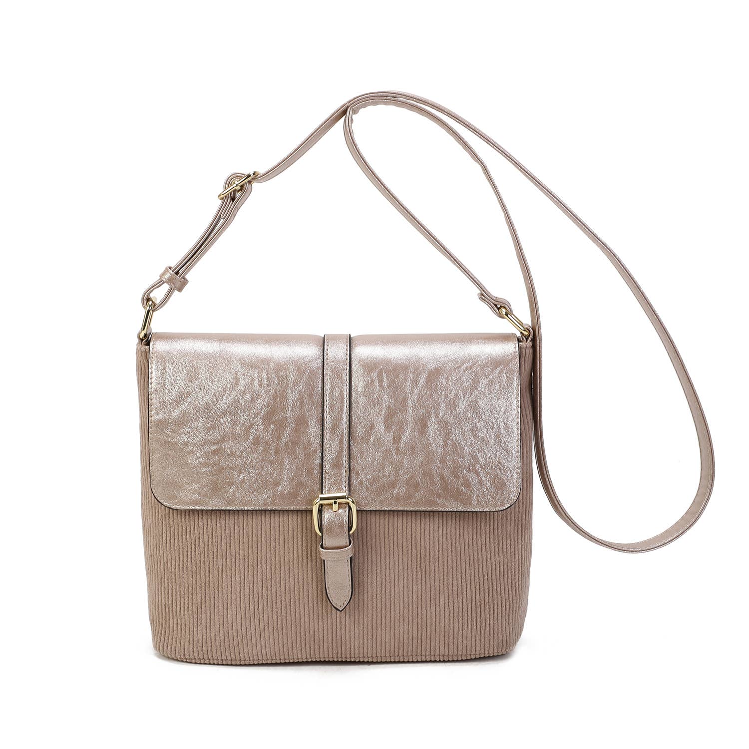 INES DELAURE - Wholesale Shoulder Bag - Women's - Corduroy shoulder bag trimmed with PU5