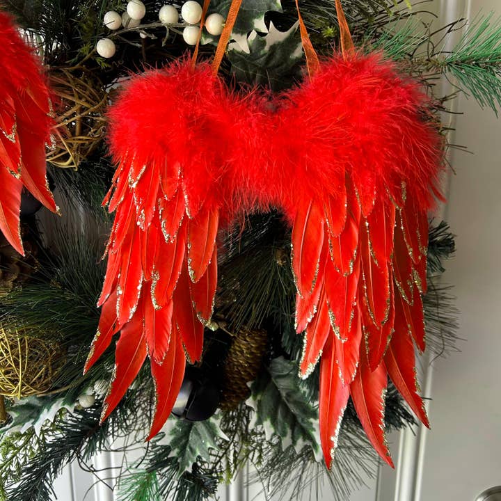 Rotfeder-Engelsflügel-Ornament für den Großhandel von Zucker Feather Products