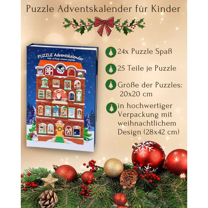 Close Up GmbH - Wholesale Advent Calendar - Advent calendar with 24 puzzles (25 puzzle pieces each, 20 x 20cm)1