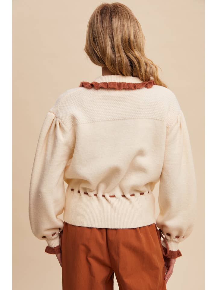 Listicle - Vendita all'ingrosso Cardigan - Donna - Cardigan Maglione Ricamato a Fiori20