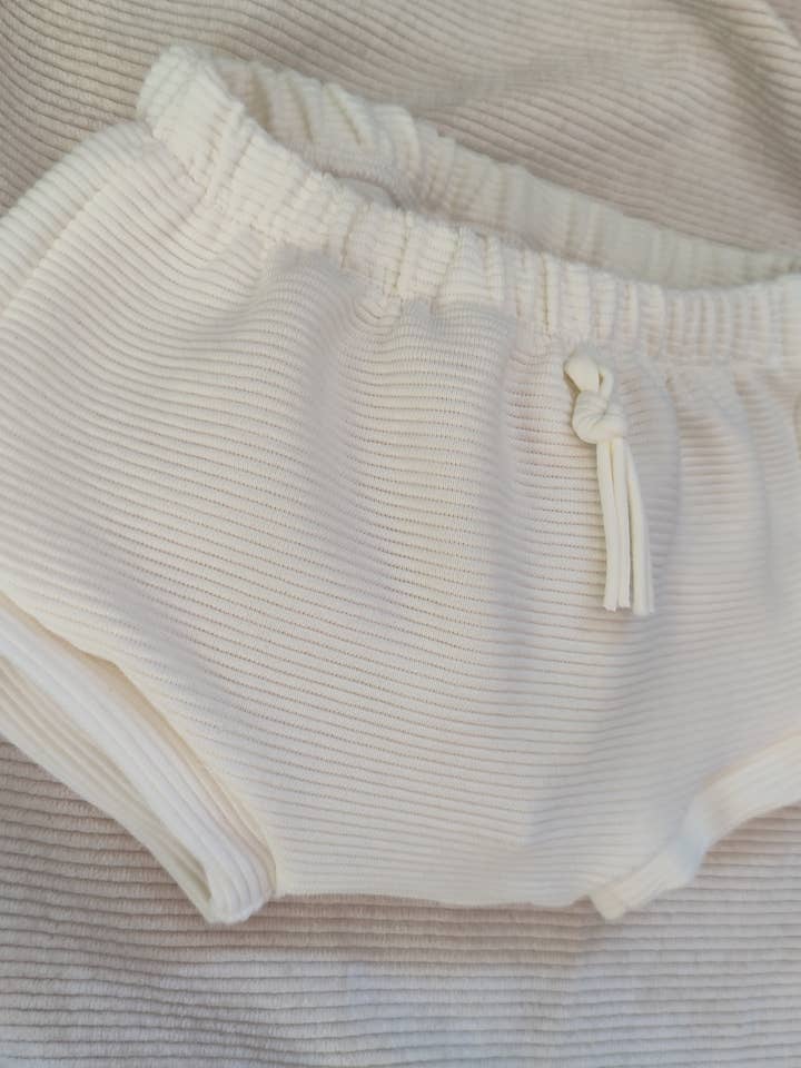 Neutral Creamy White Ribbed Bloomers for wholesale by Petiteaude