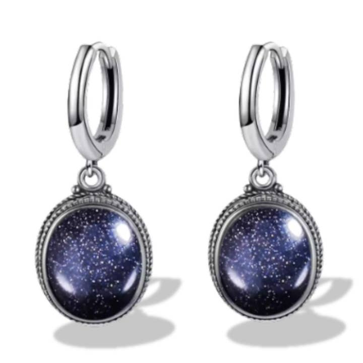 Brincos Vintage em Prata de Lei 925 com Pedra do Sol Azul por atacado de Healthy Bod Co