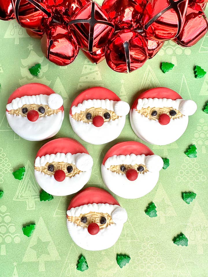 Santa Face Chocolate Covered Golden Oreos for wholesale by Delightful Chocolates