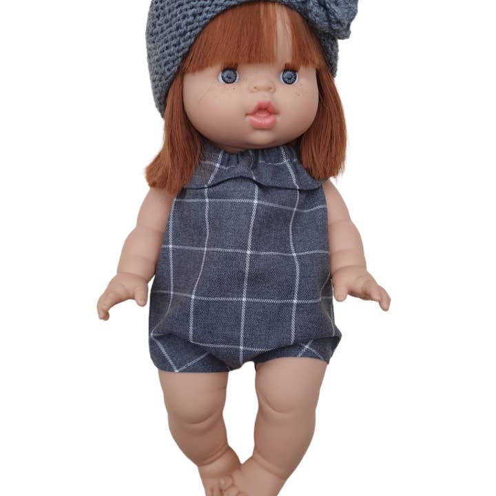 Maman Poule et Papa Coq - Wholesale Doll Accessory Kit - Kids - Grey Tartan Romper1