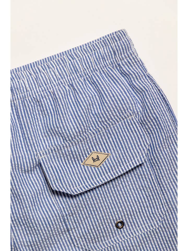 Custi Mikelo: Men's Clothing & Christmas Gifts - Wholesale Swim Shorts - Men's - Navy Seersucker Swimsuit4