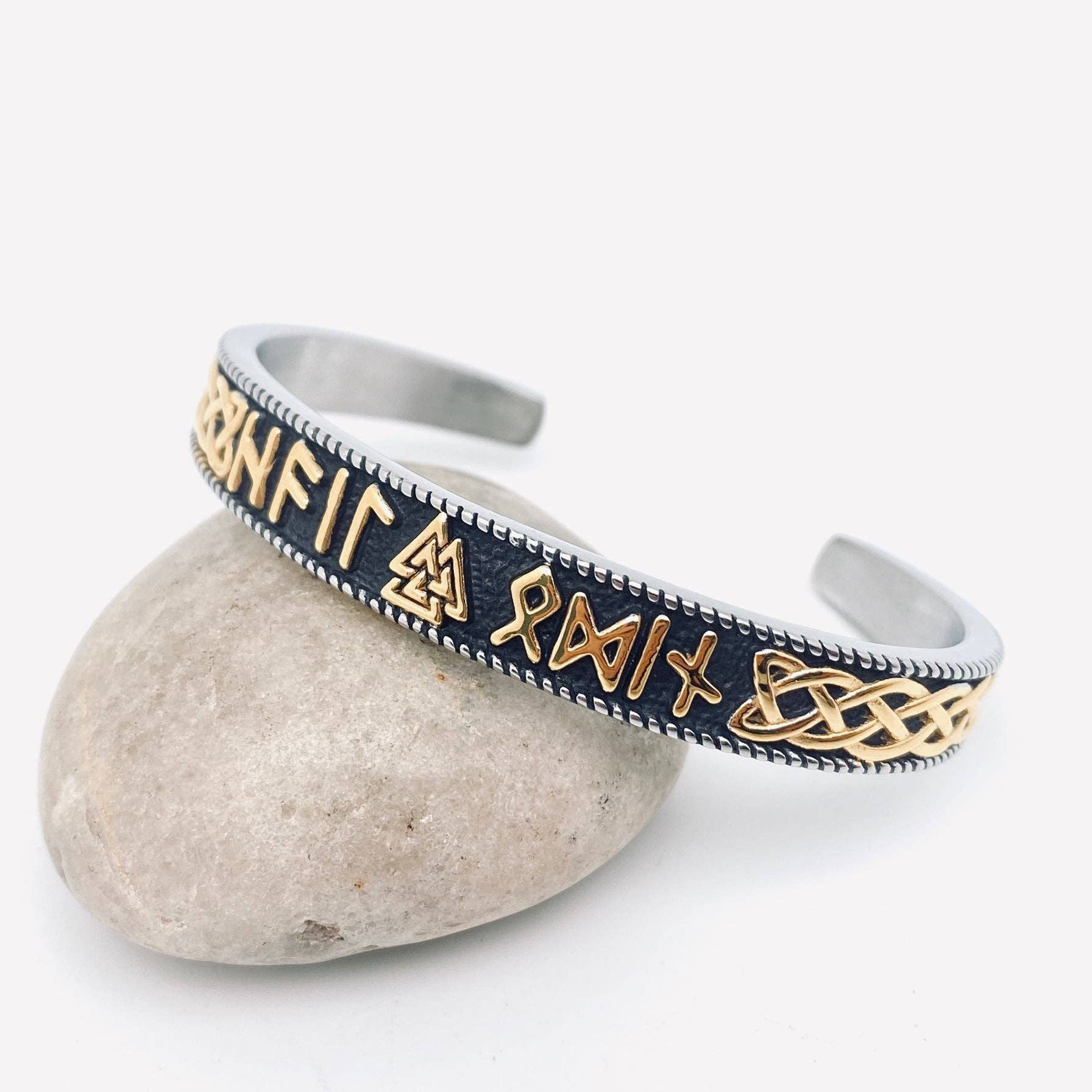 Mio Queena – wholesale Cuff bracelet – Viking Rune Valknut Celtic knot Stainless Steel Bangle-MJ/BC1