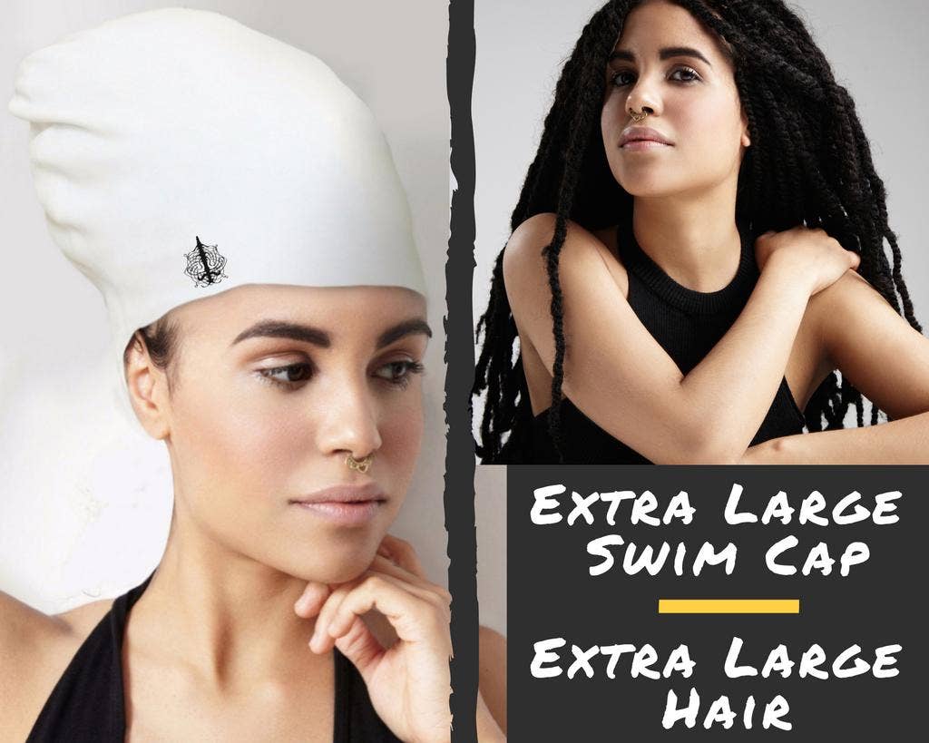Black Large Swim Caps For long Hair, Braids, Locs by Aquastockings for wholesale on Faire11