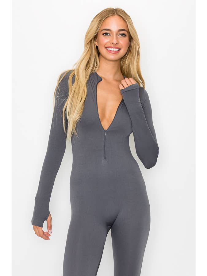 ANWND - Wholesale Unitard - Women's - 5471 - MOCK NECK LONG SLEEVE ZIP FRONT CATSUIT8