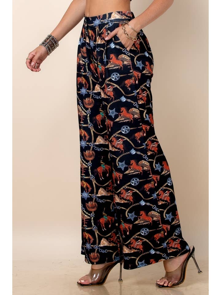 P1261-6343-Western Horse Bridle Print Pants for wholesale on Faire3