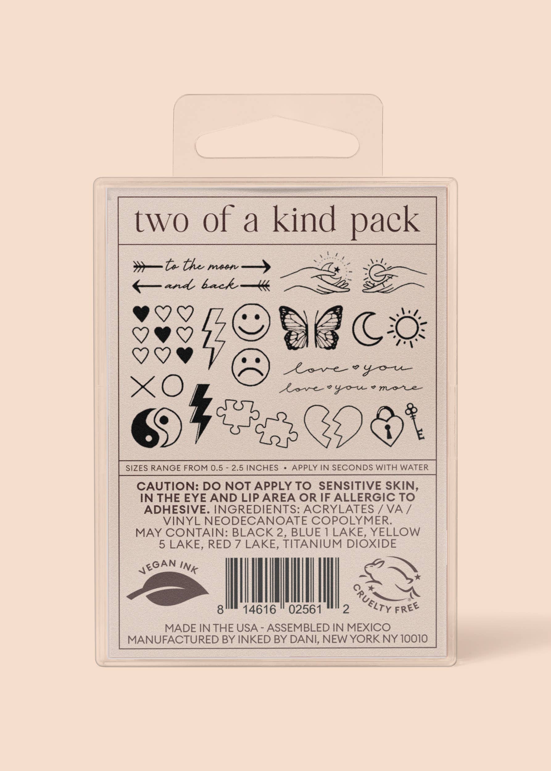 INKED by Dani - Wholesale Temporary Tattoo - Two of A Kind Temporary Tattoo Pack12