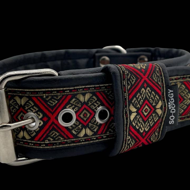 ÄHNLICHES HUNDEHALSBAND | LEONROT | SCHWARZ für den Großhandel von So-Doggy