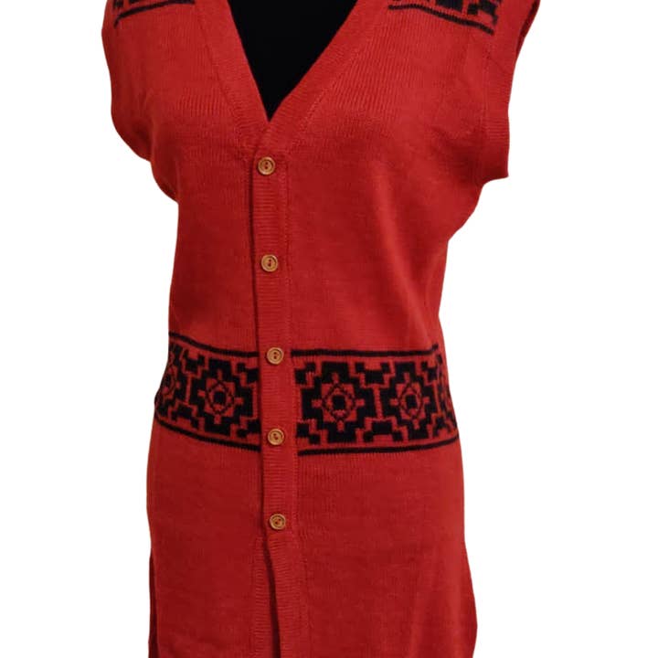 Soft Baby Alpaca Vest "Chakana" Cross Style for wholesale by Evelyn Brooks