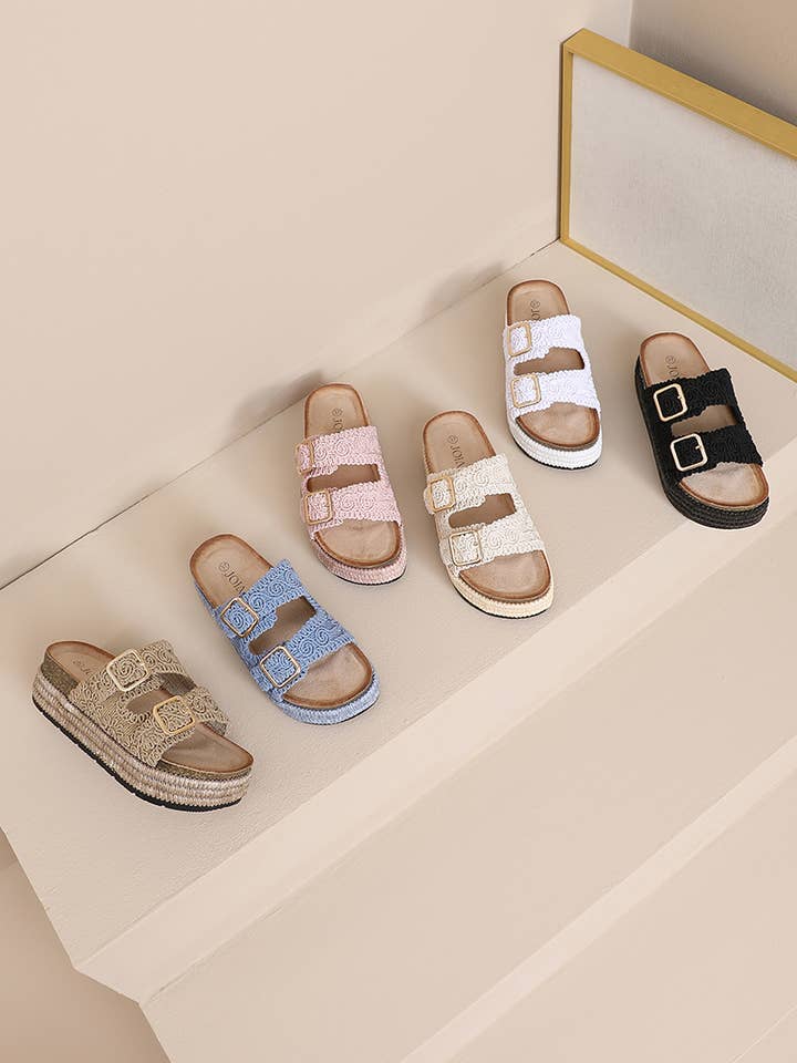 Flade mules med dobbelte spænder H8-1225C for engroshandel hos Joia Paris