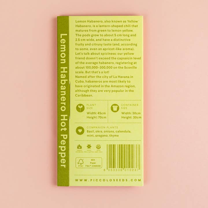 Piccolo Seeds - Wholesale Plant Seeds - Hot Pepper Lemon Habanero2